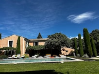 Looking back from the poolhouse to the house.