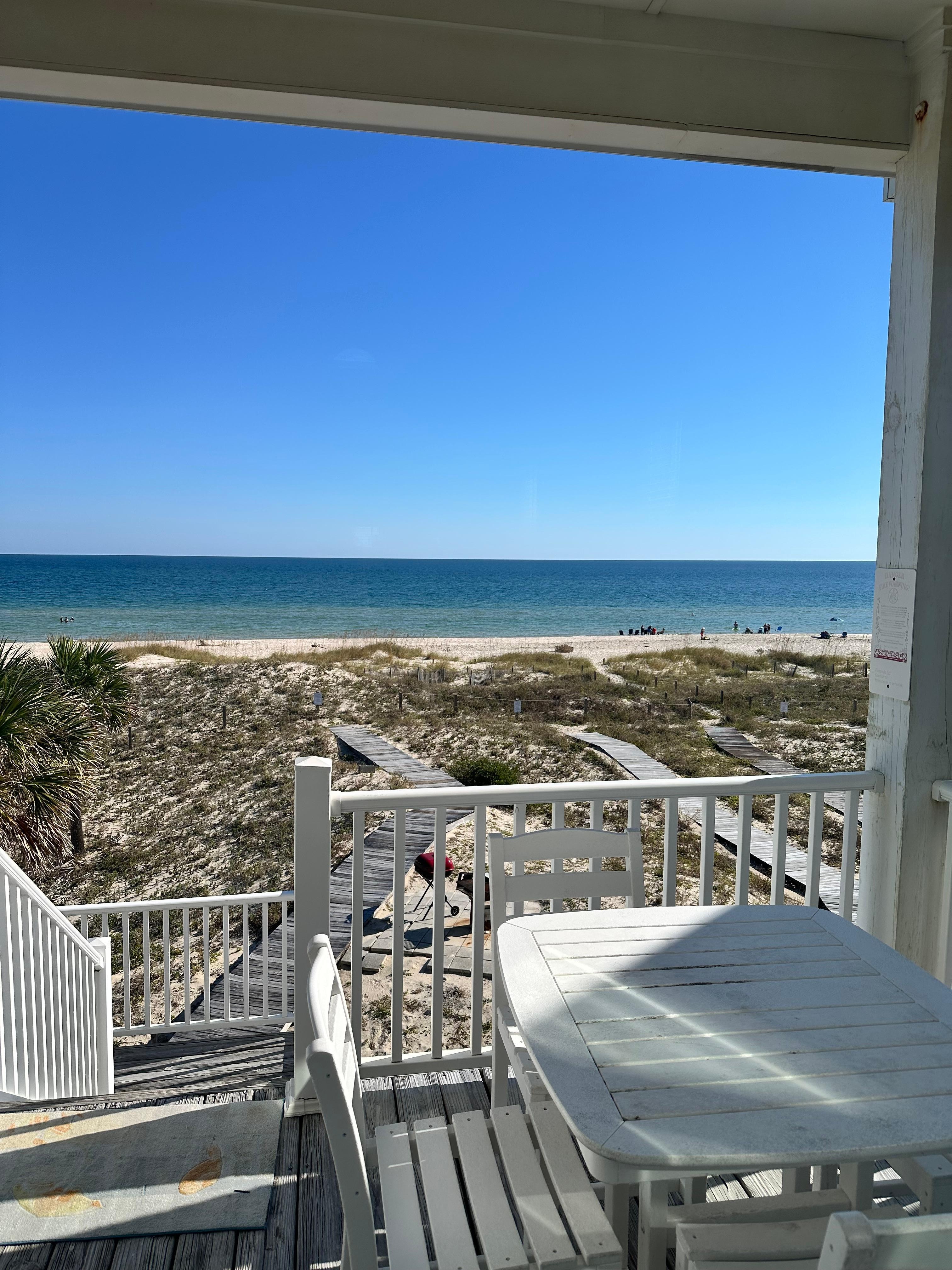 View from upstairs living area. 