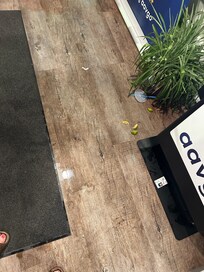 Welcome vestibule with drink spilled everywhere