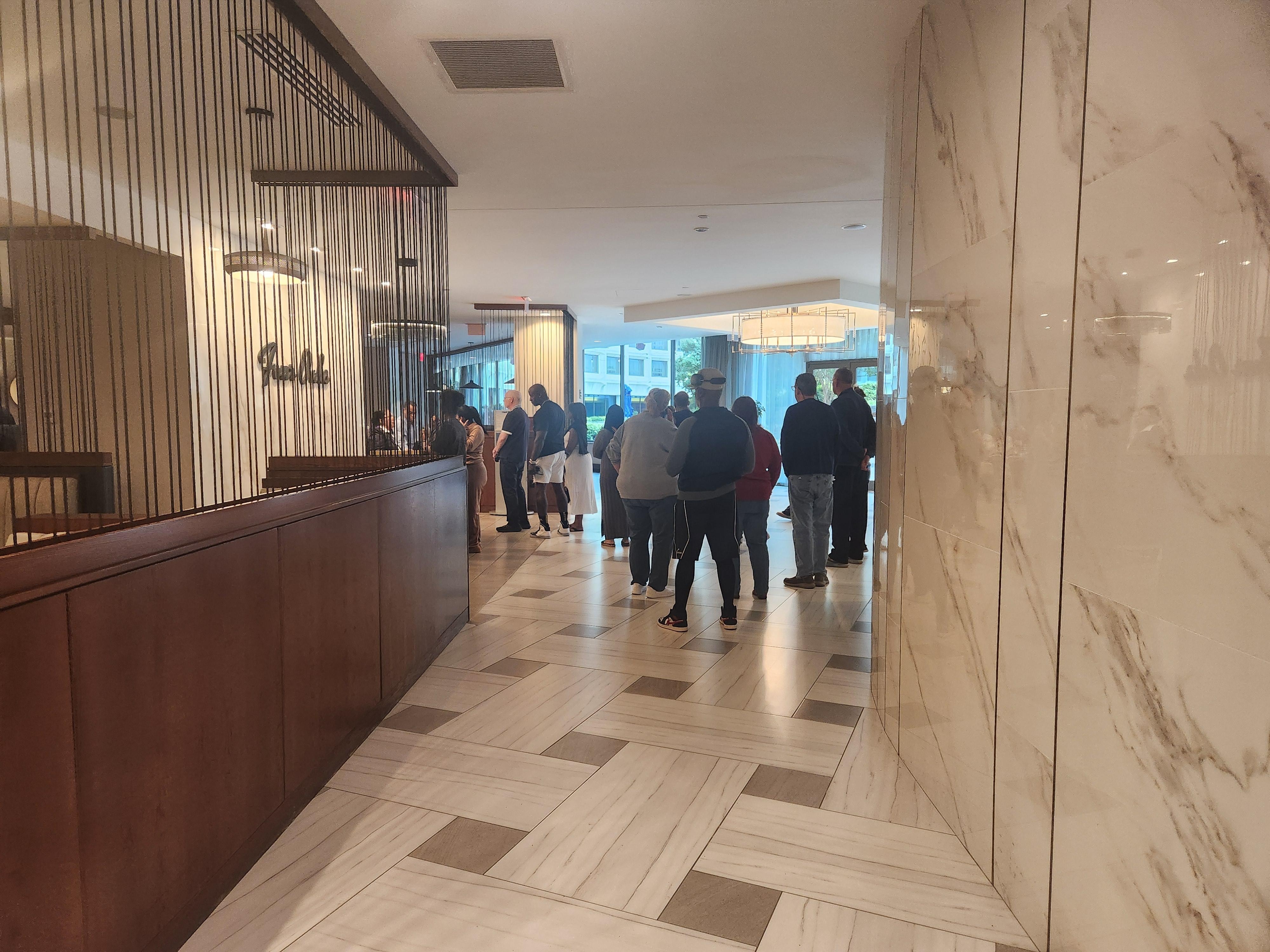 Waiting for seating for breskfast