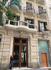 Front door to apartment building