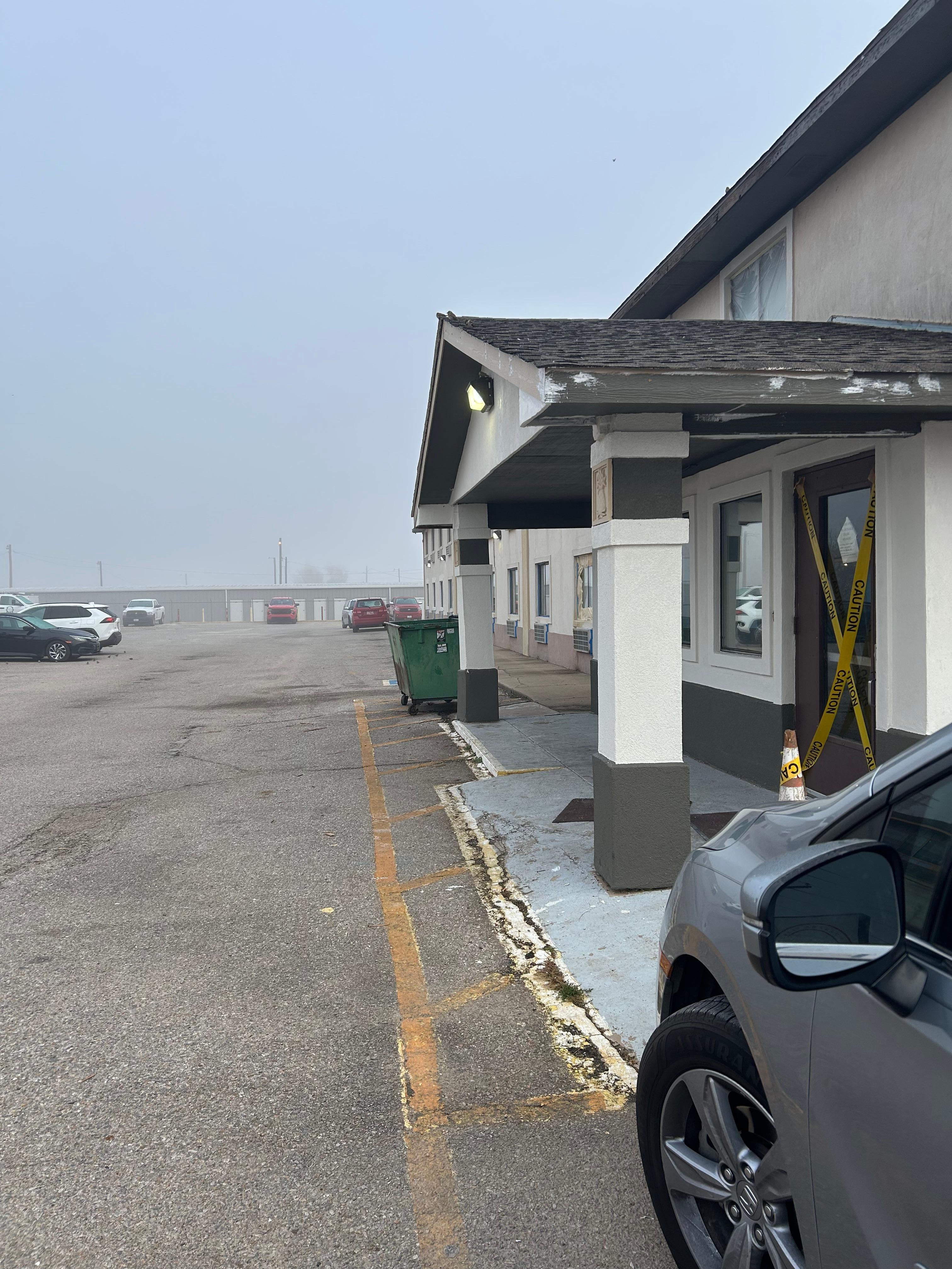 Side view my room was the one upstairs with the plastic on the window. 