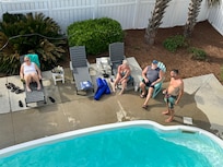 Large salt water pool area with great furniture perfect for fun or naps!