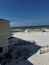 Great area for kids to play and have fun in the sand while enjoying your coffee or beverage on the patio.