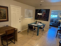 Eat in kitchen-clean and modern appliances and furnishings including washer and dryer.