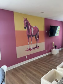 Eclectic art upstairs