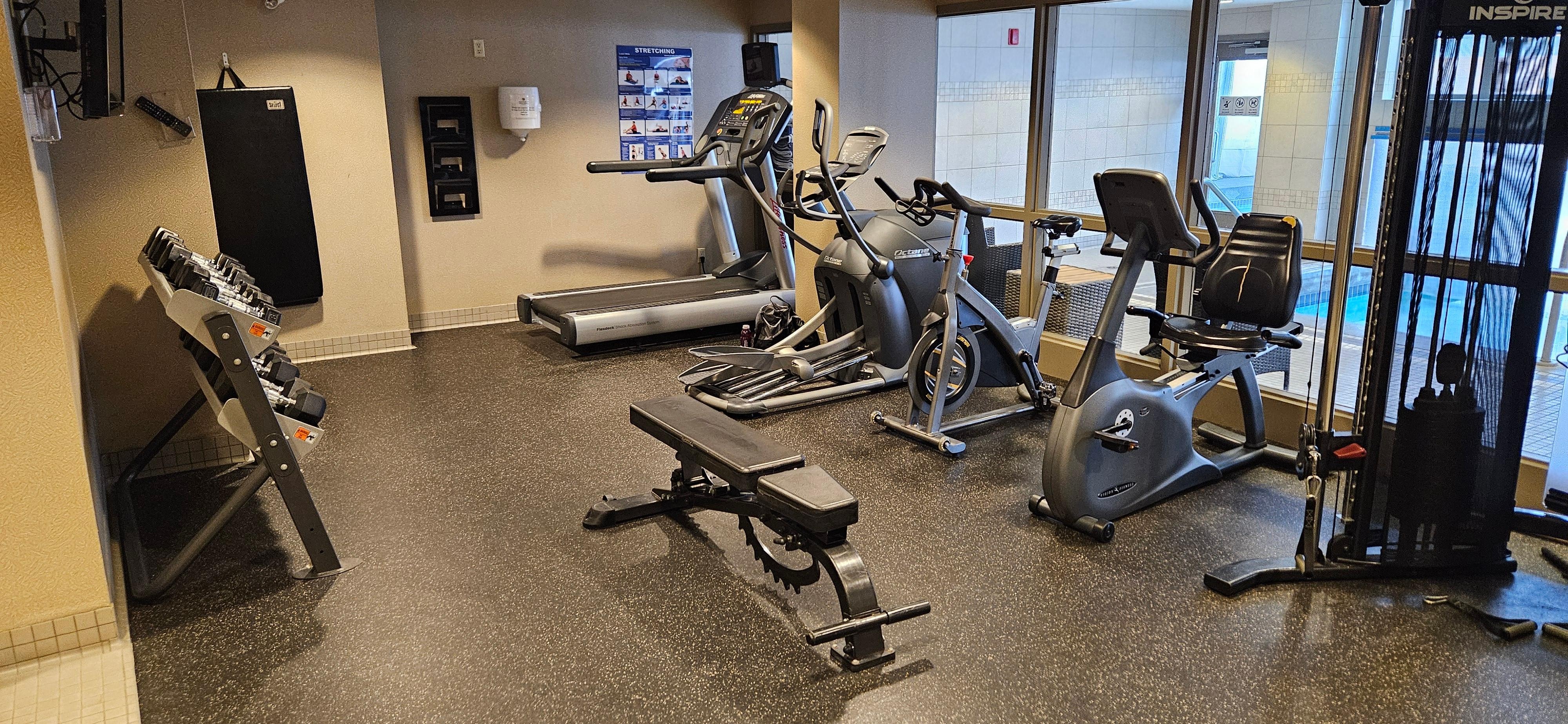 well equipped fitness room with top quality cardio equipment 