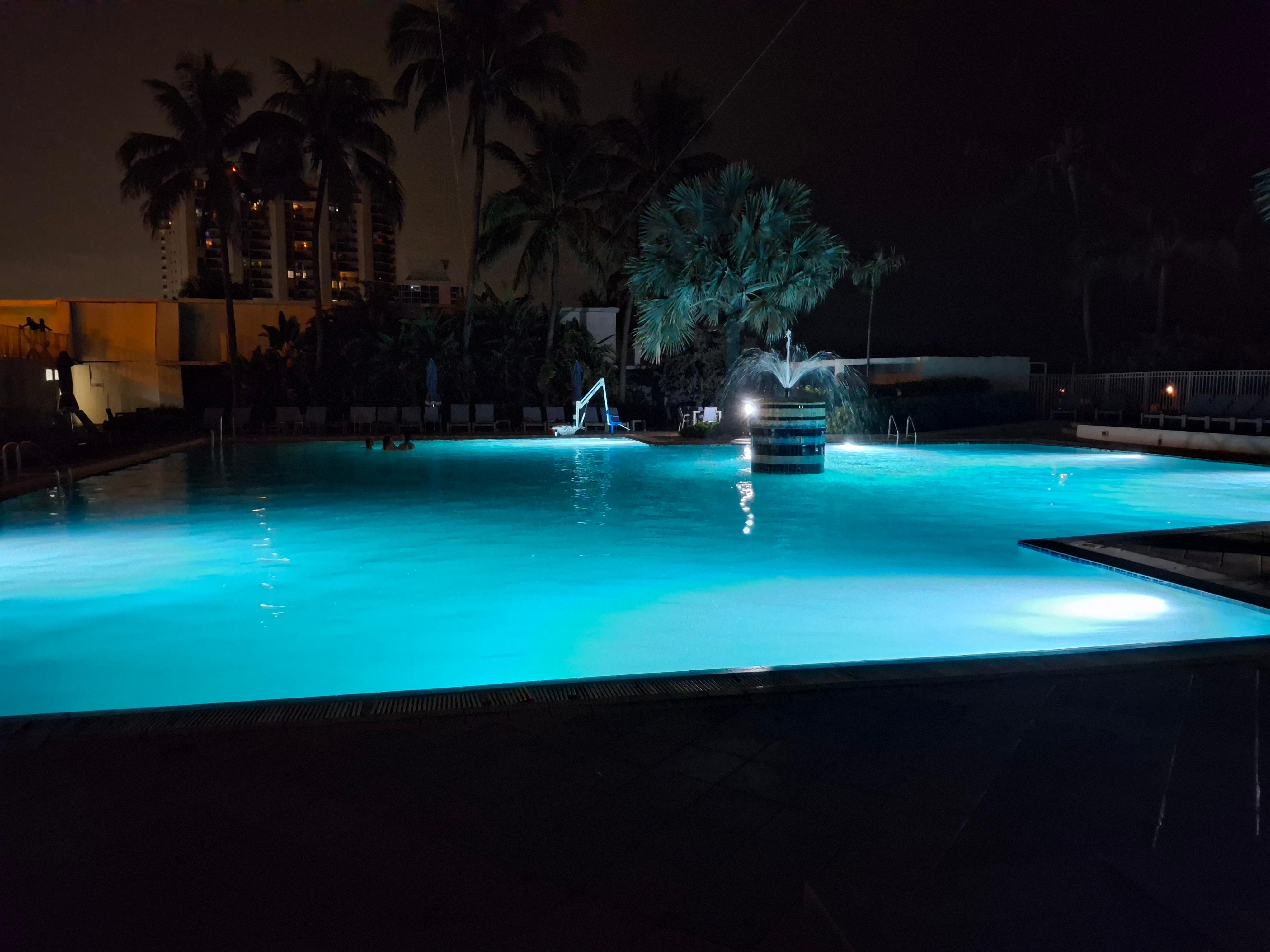 Night walking near the pool.