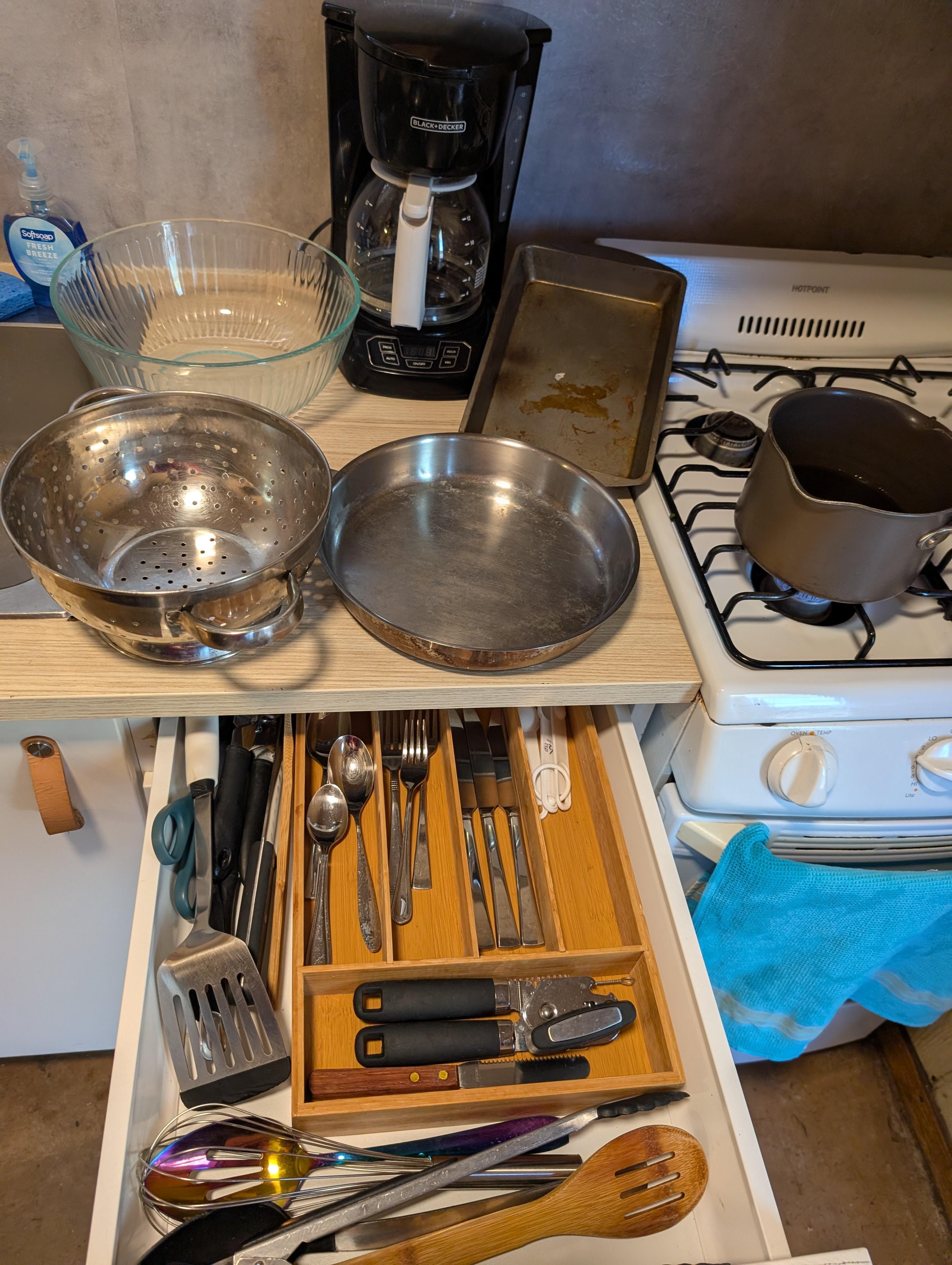 Sum total of what's available to cook with.  Plus a microwave and toaster oven 