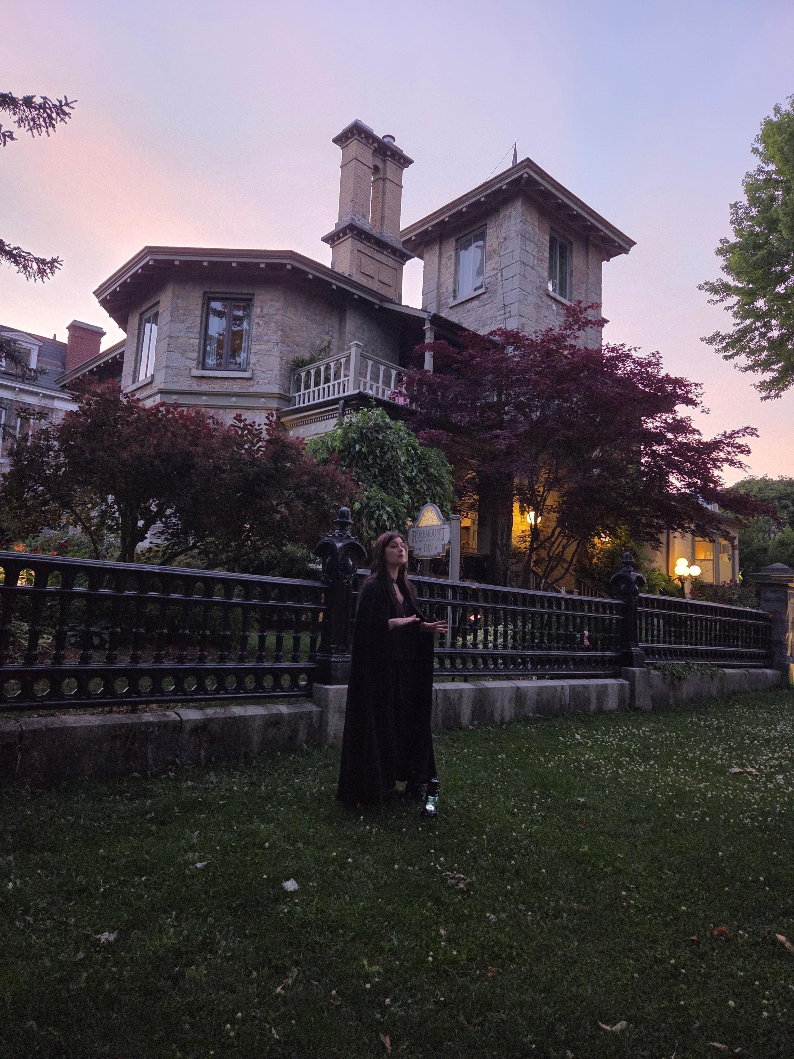Ghost tour stop in front of the inn.