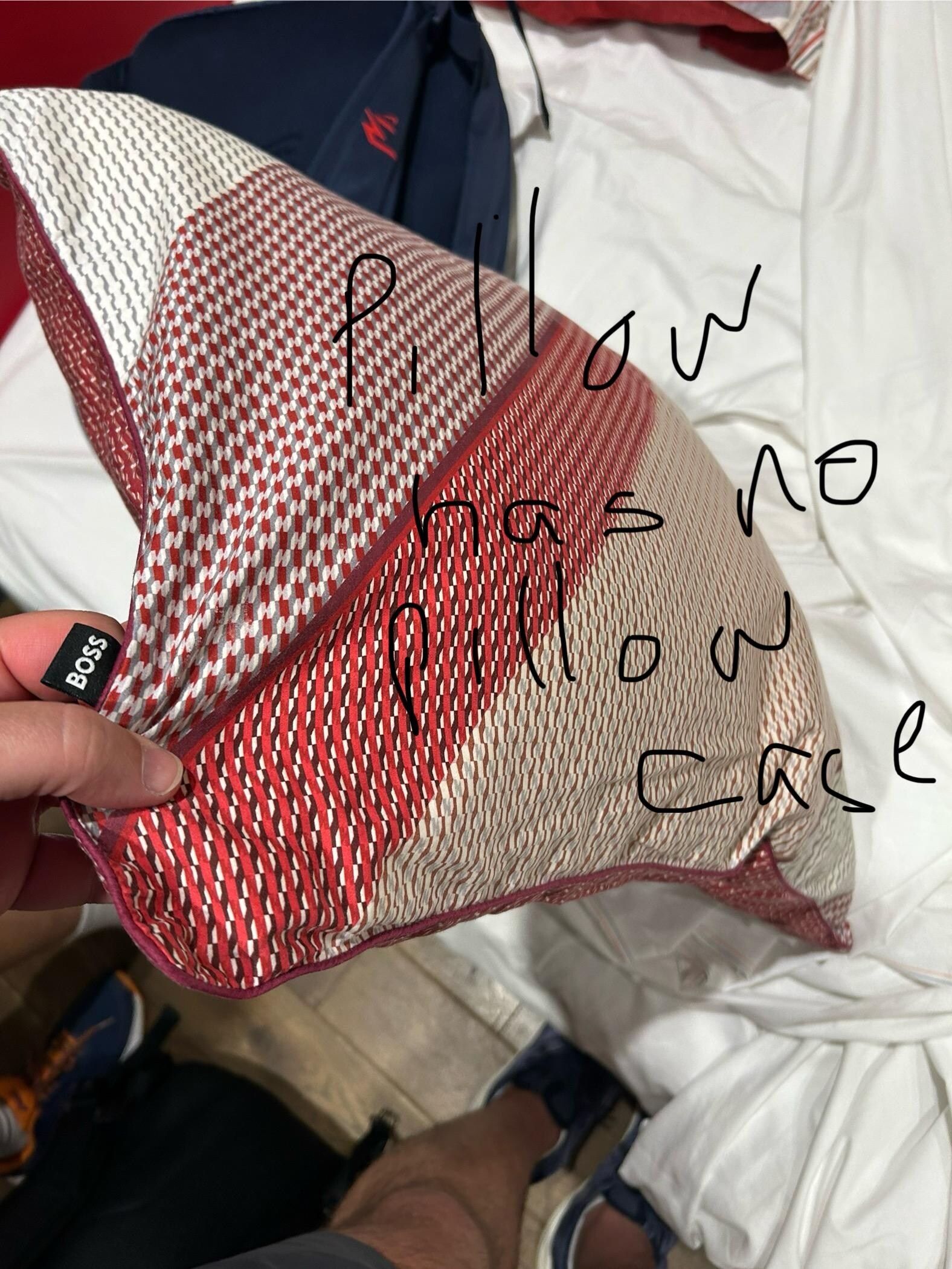 More pillows with no pillow cases.