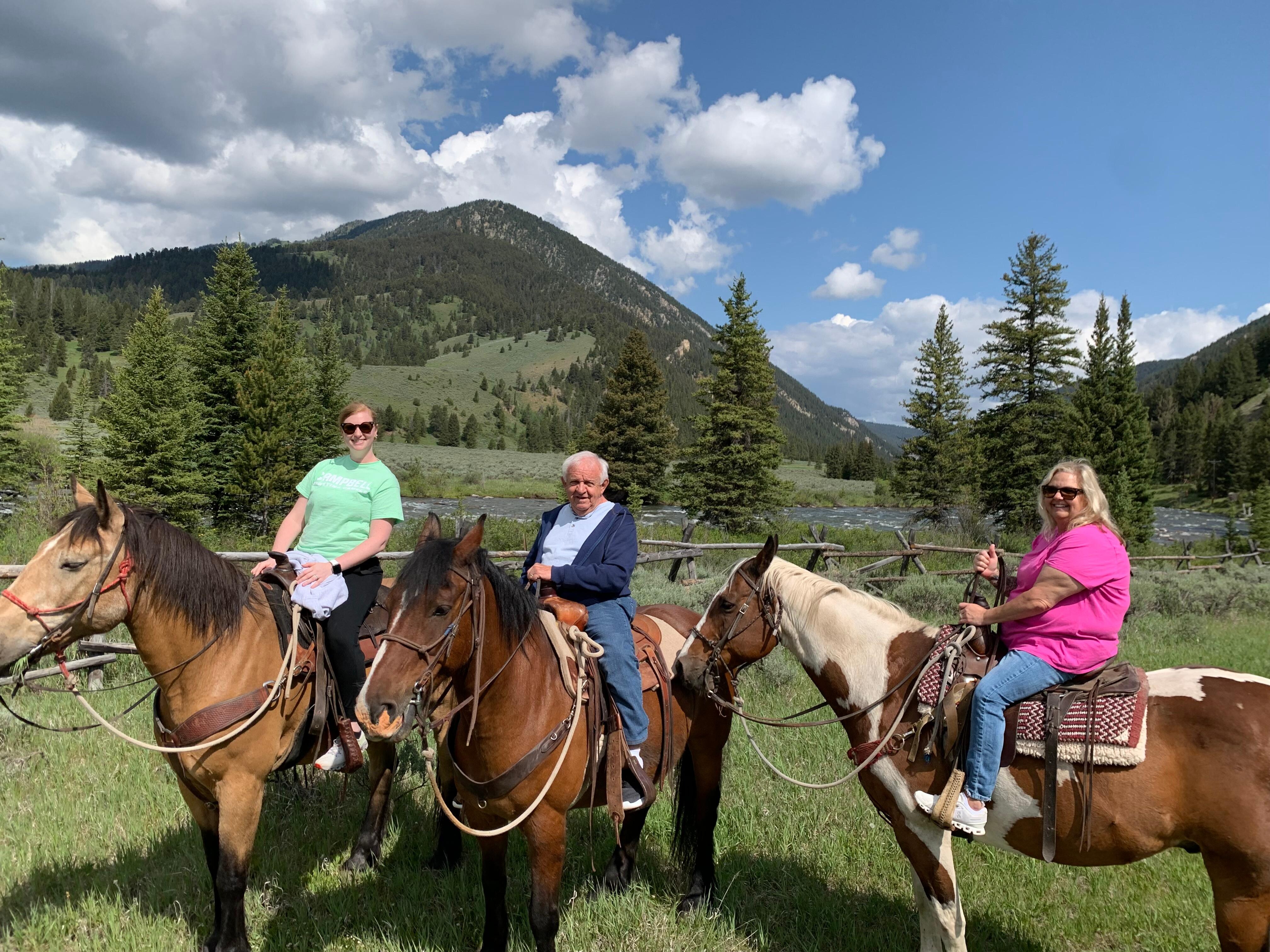 One hour trail ride along the river. The mountains make for a beautiful backdrop.