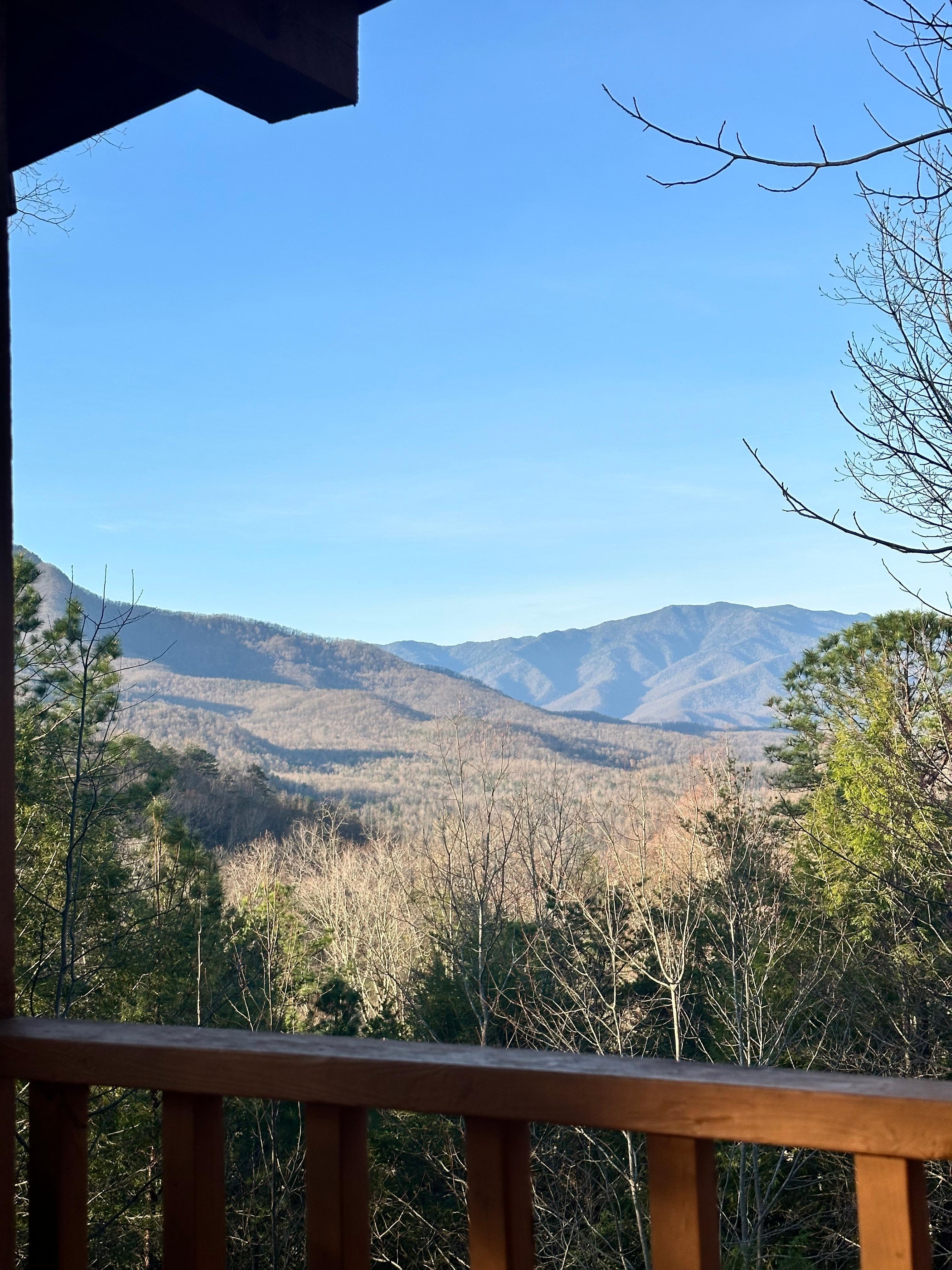 From the front porch of the cabin.