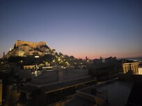 View from roof terrace at sunset