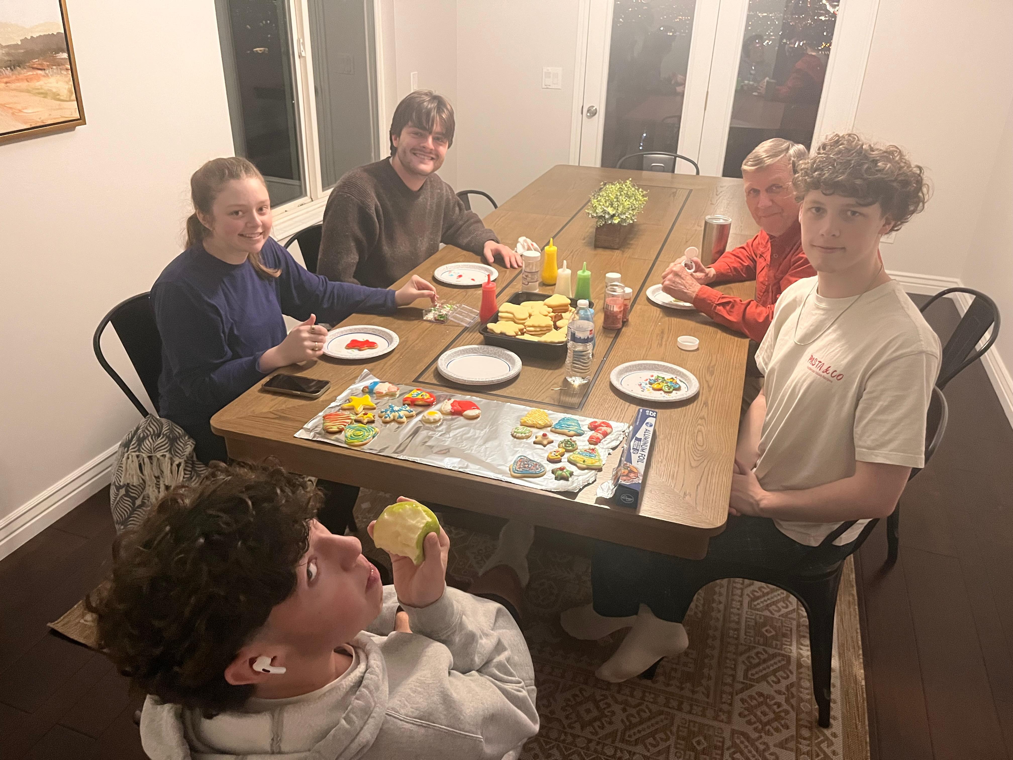Big table! We made Christmas cookies 