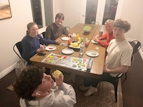 Big table! We made Christmas cookies