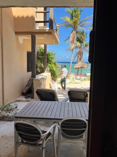 Construction in front of apartment.