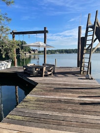 The Dock with a STEEP slide and 2 swings.