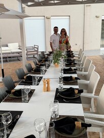 Preparing for our birthday celebration.