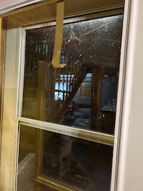 Cobwebs on the entry door.