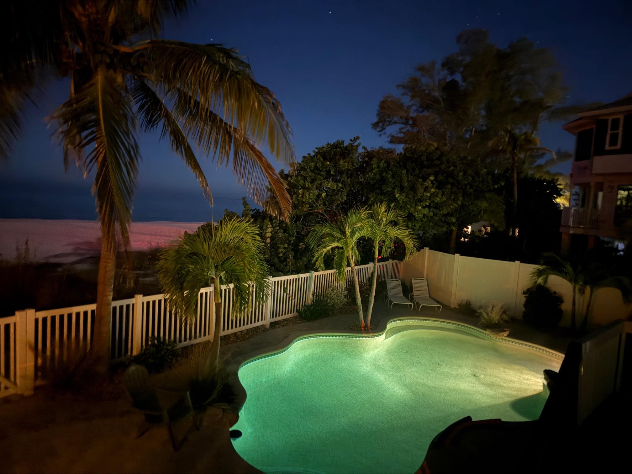 Enjoying a night swim with the sounds of the waves, doesn't get any better than that. 