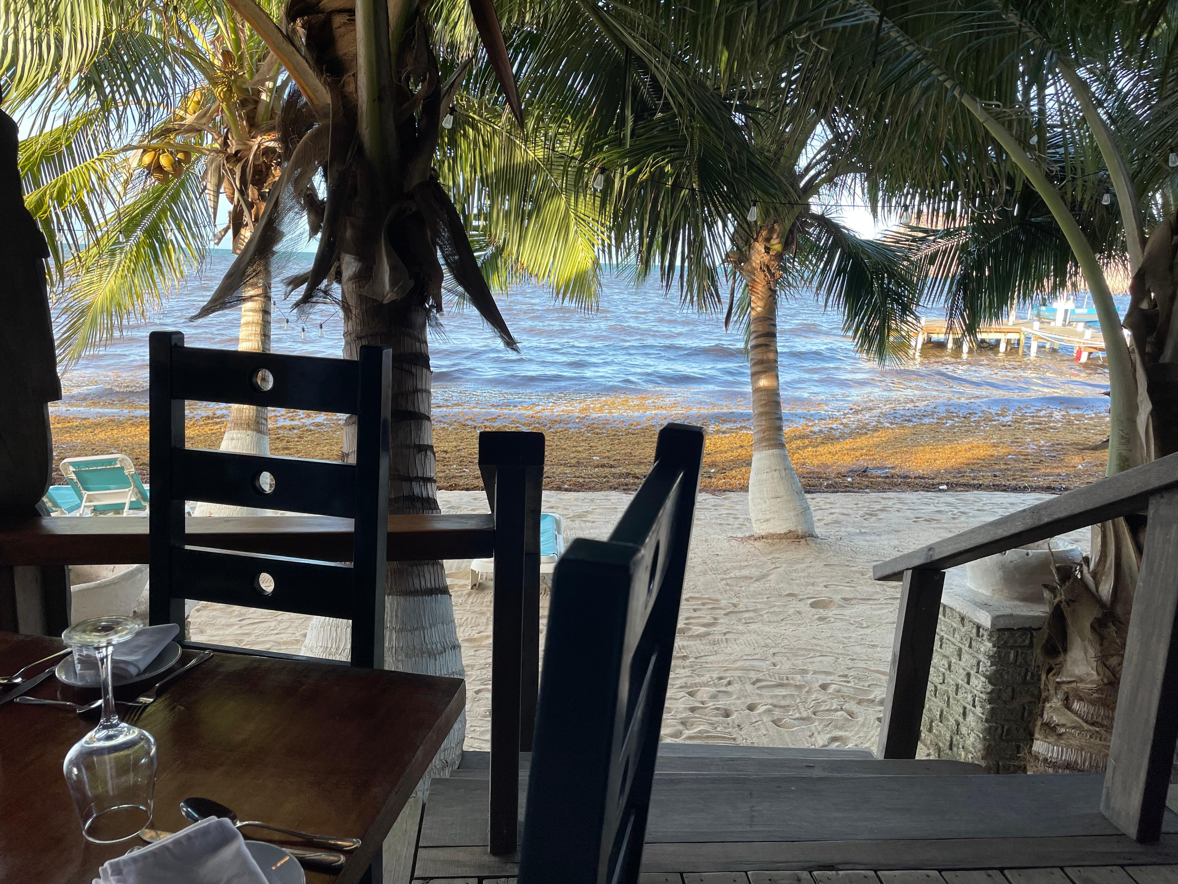 Restaurant is right on the beach 