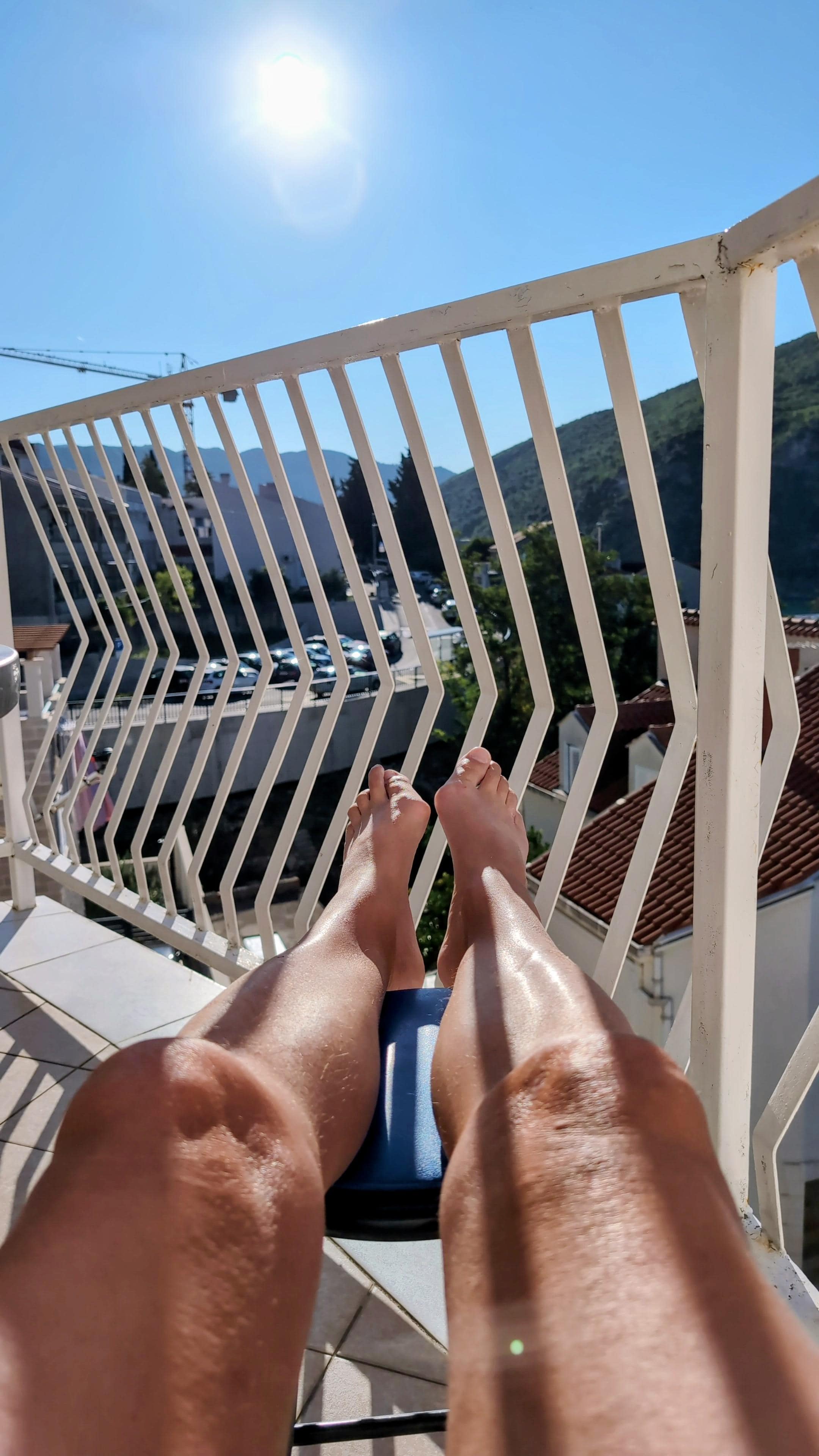 Relaxing in the sun on the balcony...