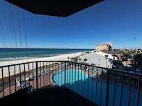 This is the beautiful view from the balcony. It’s on the side of the resort, but you can still see the ocean and beach!