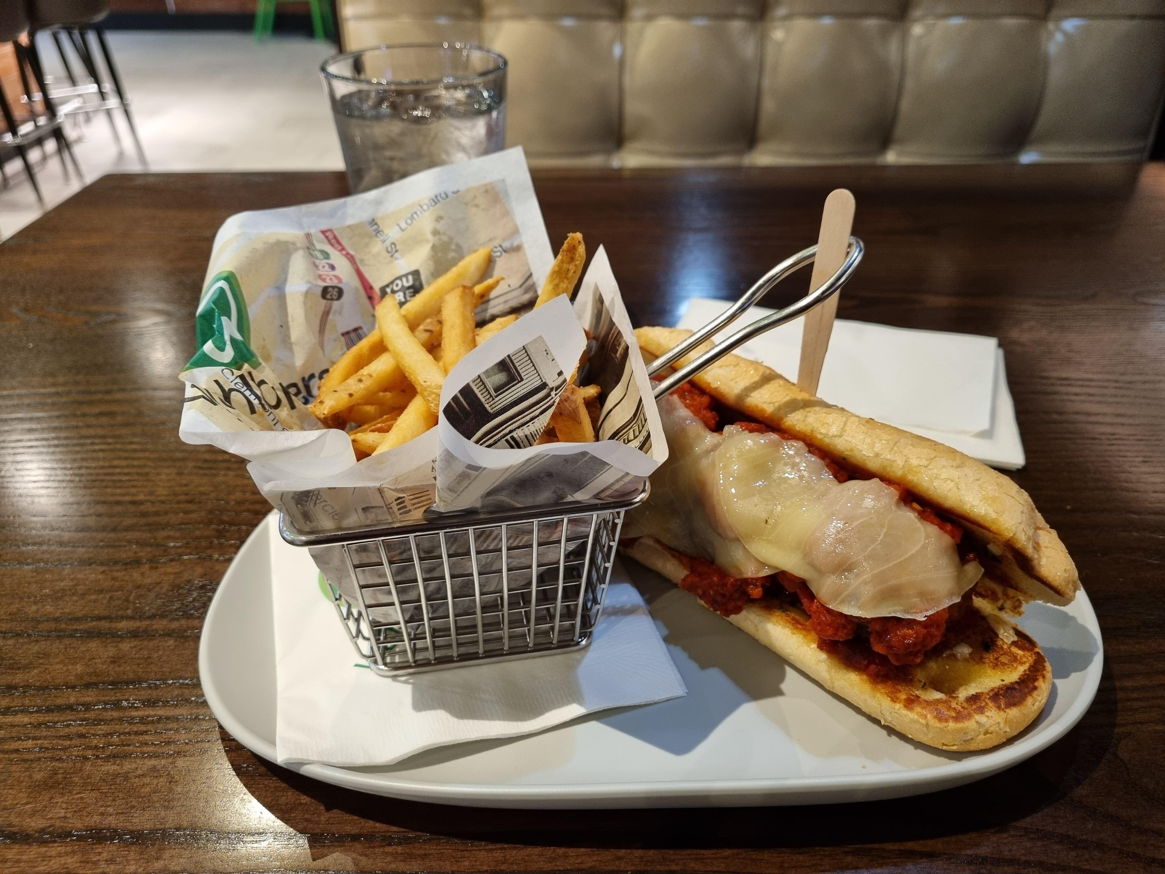 The meatball sub  at Wahlburger's was supreme! 