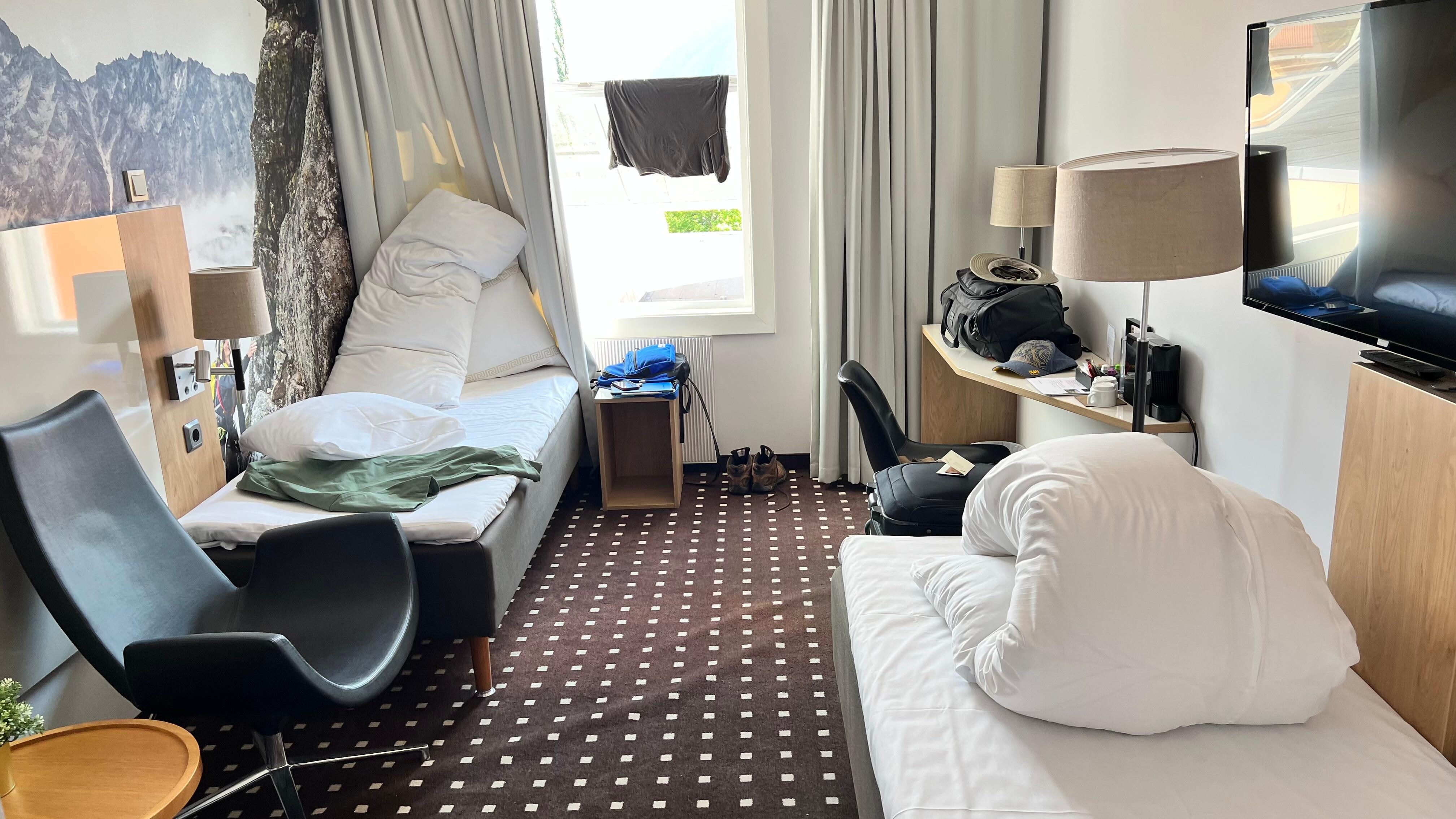 Rearranged room with large window 