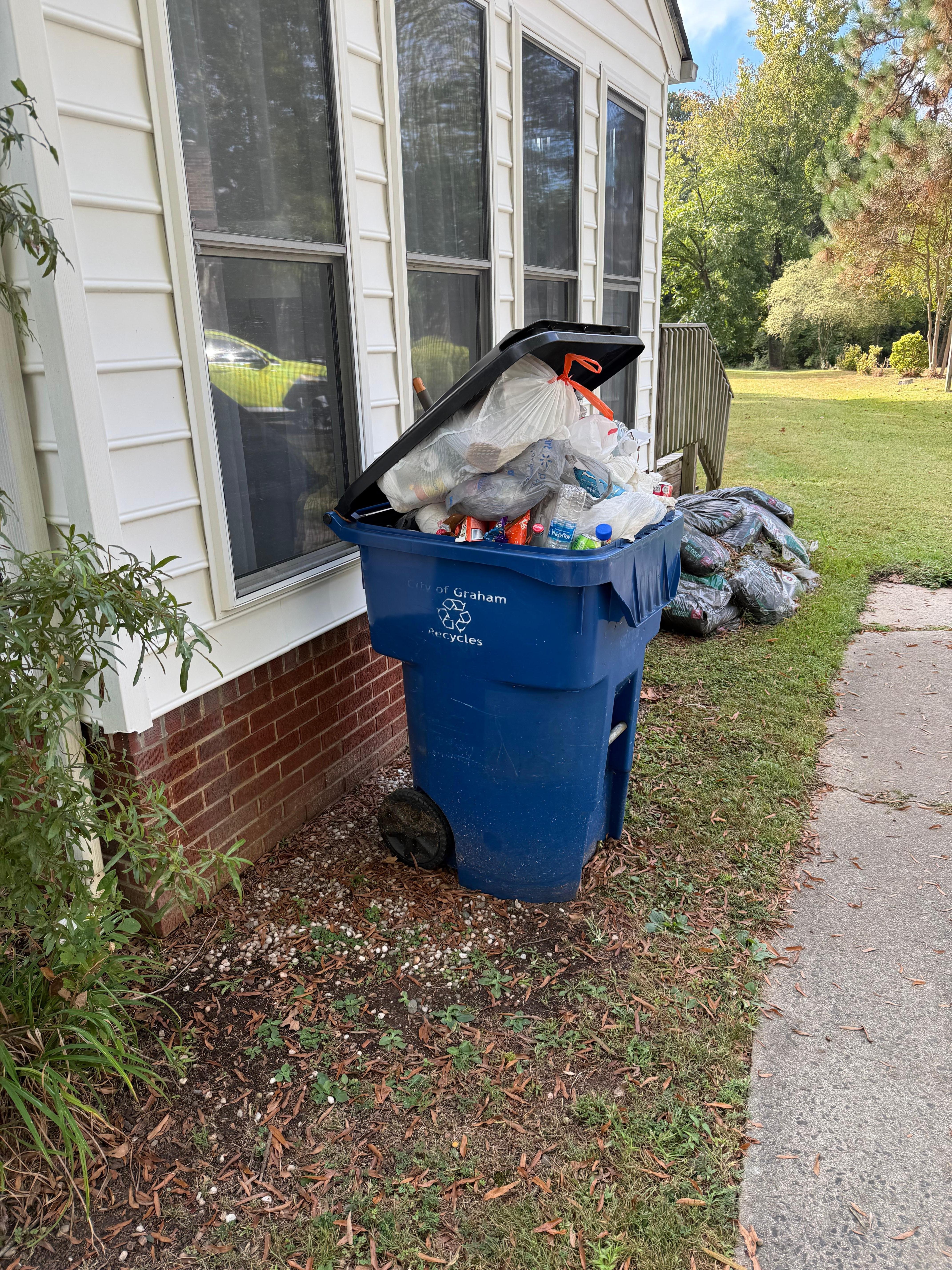 Recycling bin when we arrived.  