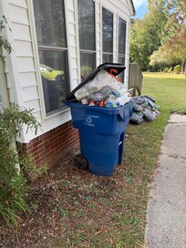 Recycling bin when we arrived.