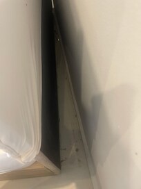 During second stay. After waking up stuffy. I realized there was dust above my bed. Peaked my interest to other areas. And looked behind the bed. I had already moved the couch the day before. But foolishly didn’t think to move other surfaces & check.