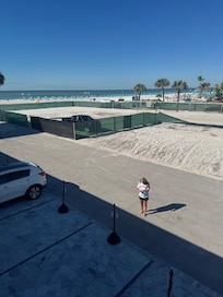 View from the steps of the balcony looking towards the beach