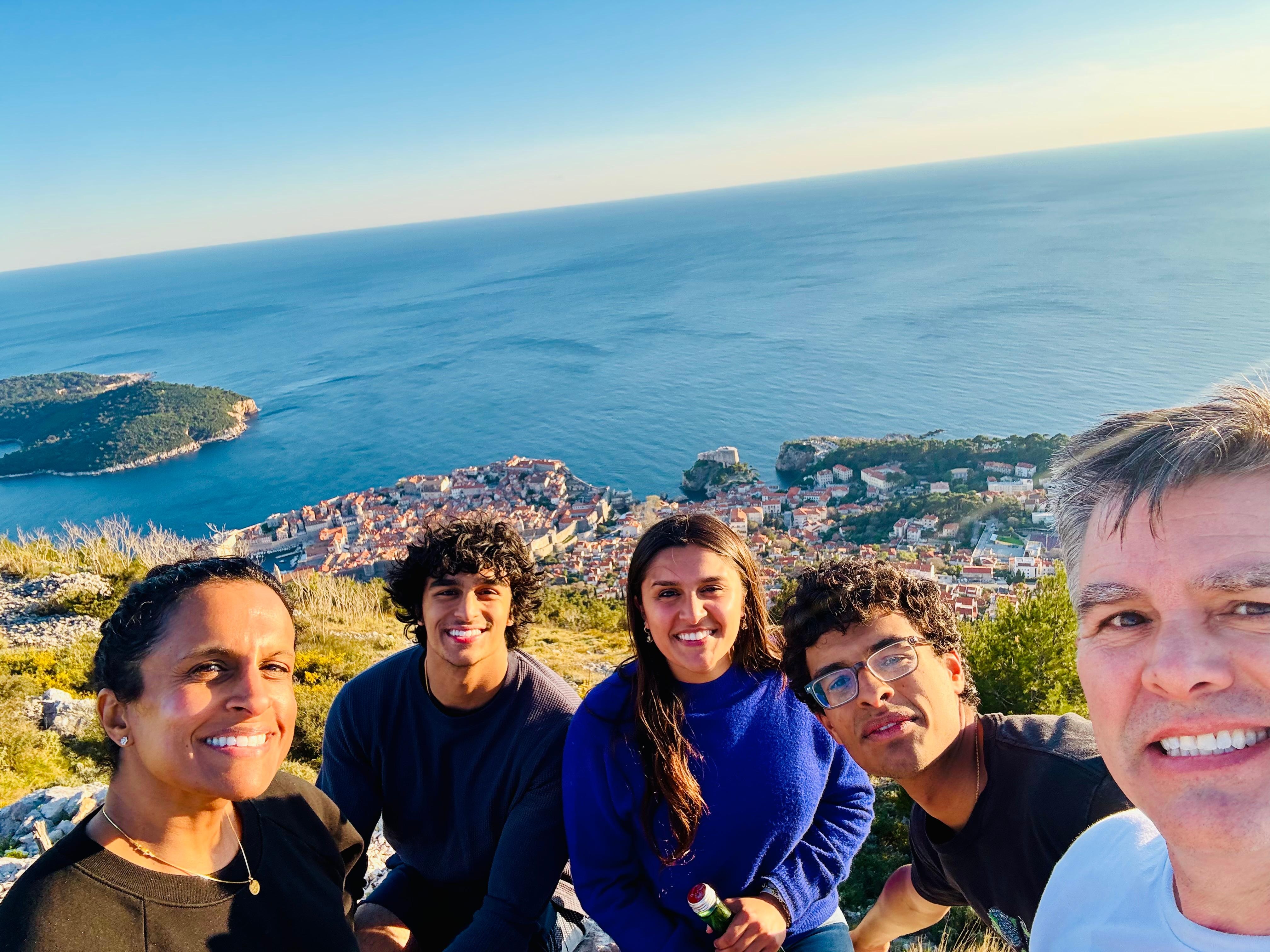 Family photo from the top of the adjacent hill