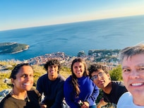 Family photo from the top of the adjacent hill