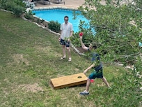 Swimming, corn hole, batting cage and more!