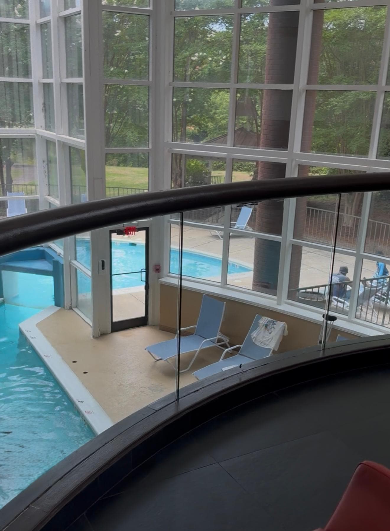 Indoor partial view of both indoor and outdoor pool!