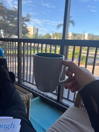 Enjoyed morning coffee on the screened porch while everyone else slept in.