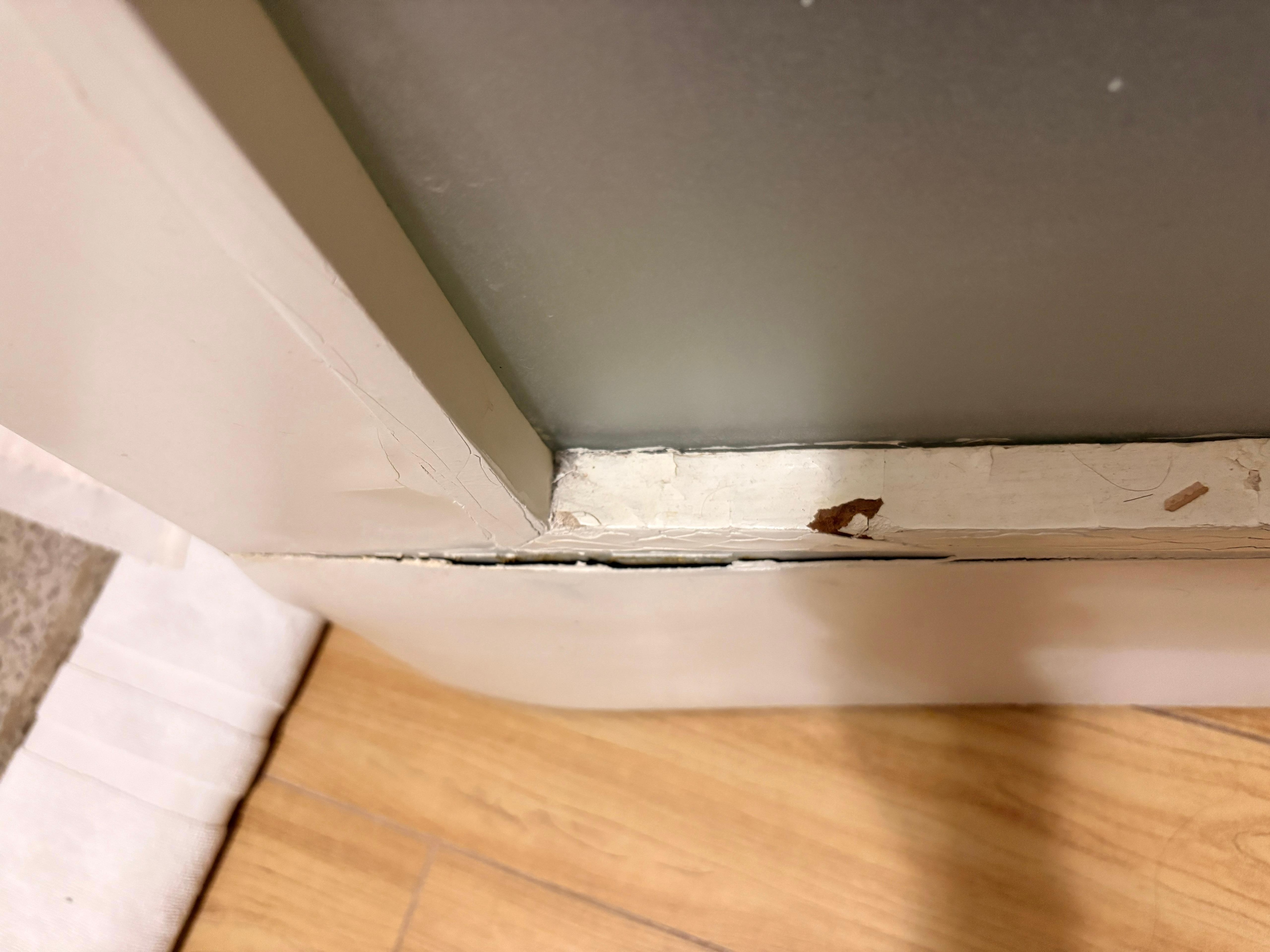 Bathroom door. Most baseboards were coming apart
