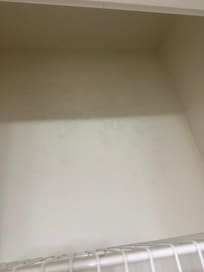 Mold in bathroom closet caused an allergy flare up. Maintenance man brought a vinegar solution as if it were my job to clean it