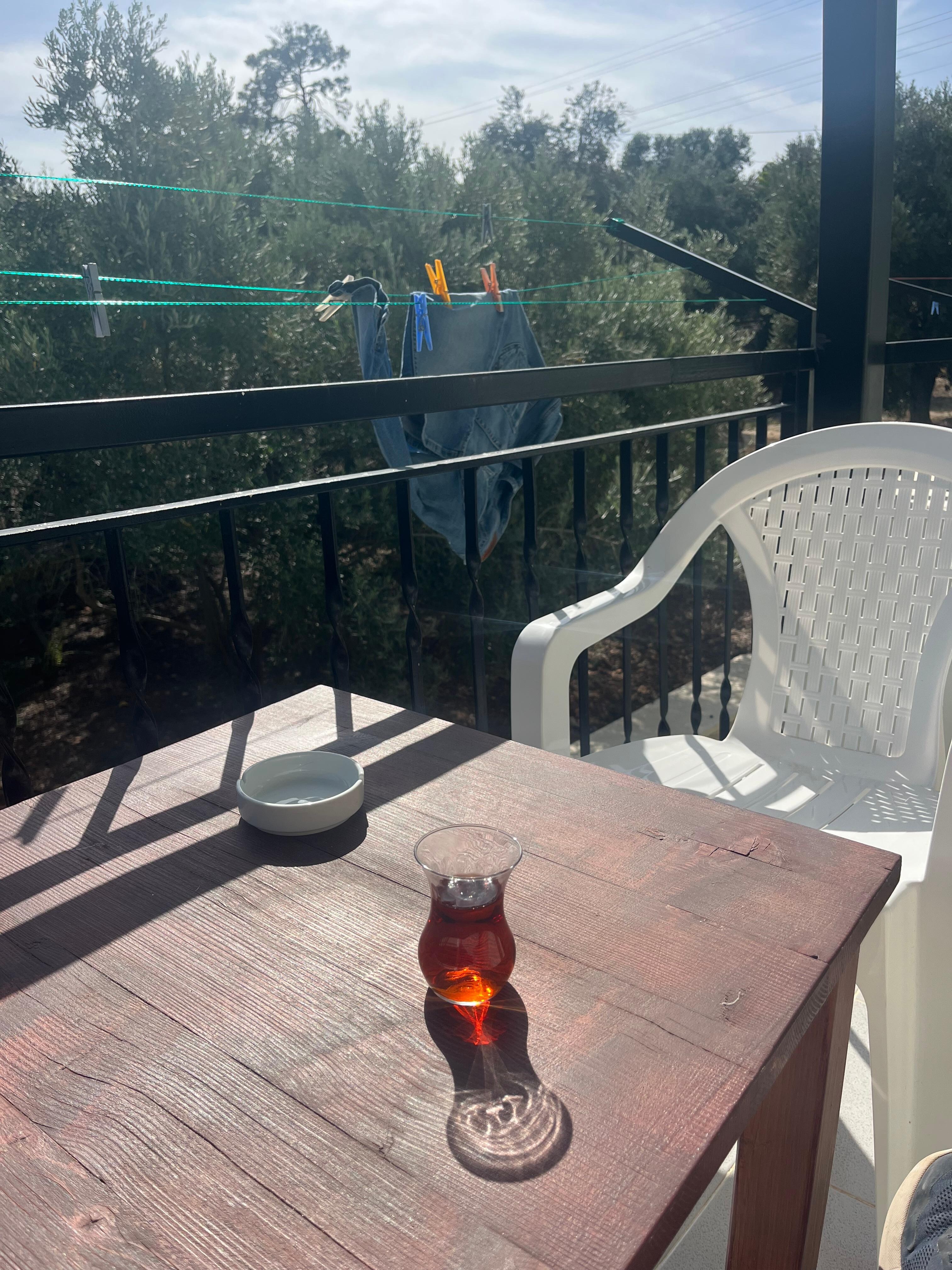 Balcony with clothes line