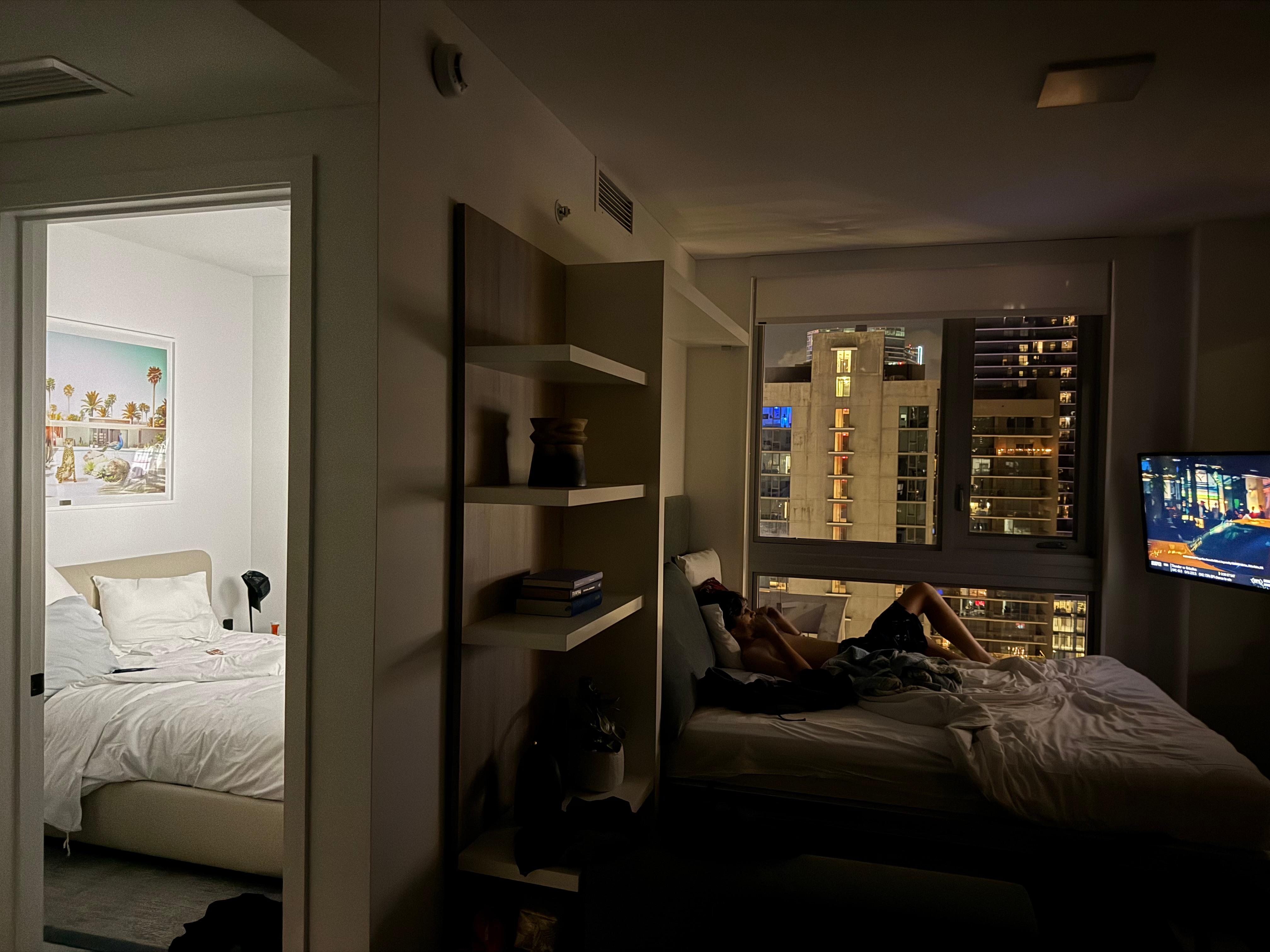 One bedroom with Murphy bed in living room