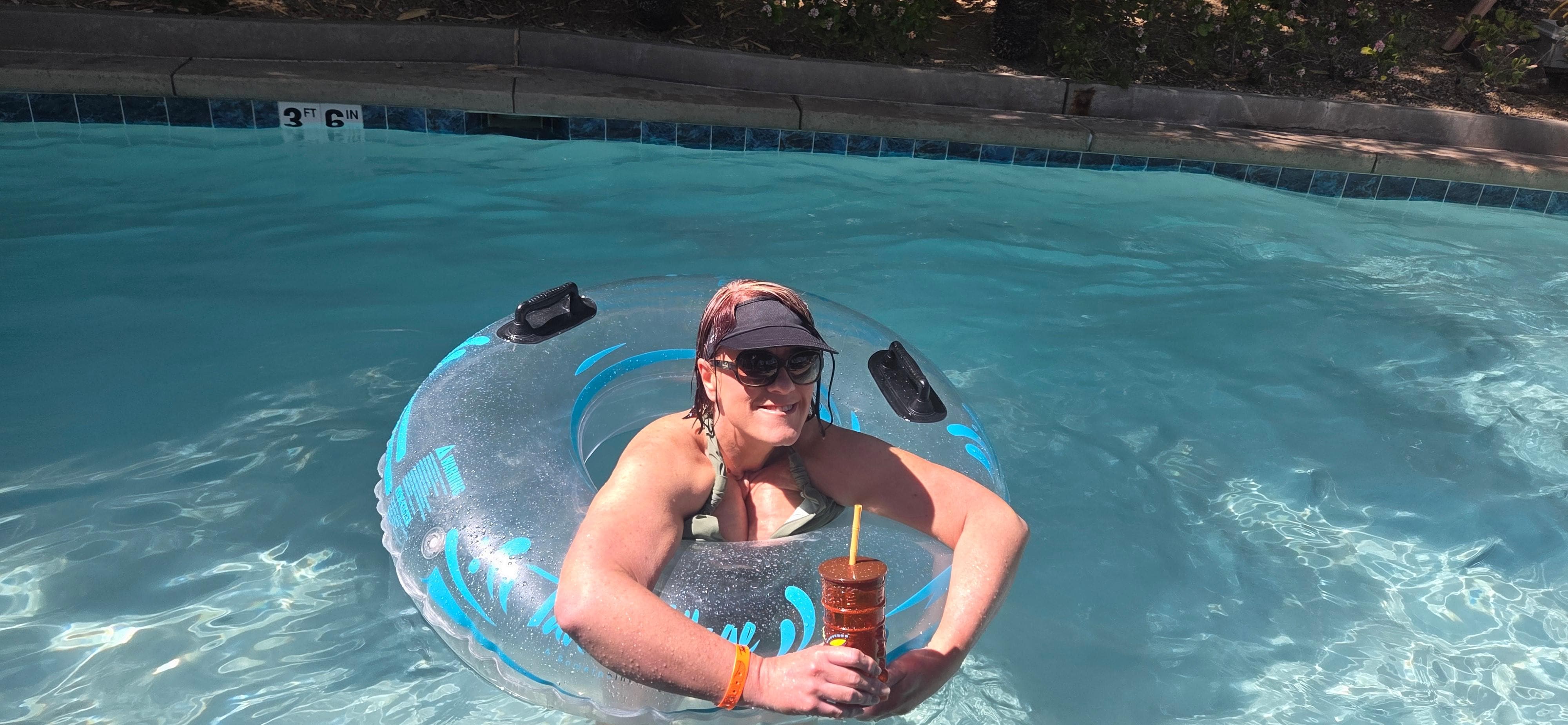 Lazy river with a frozen drink.