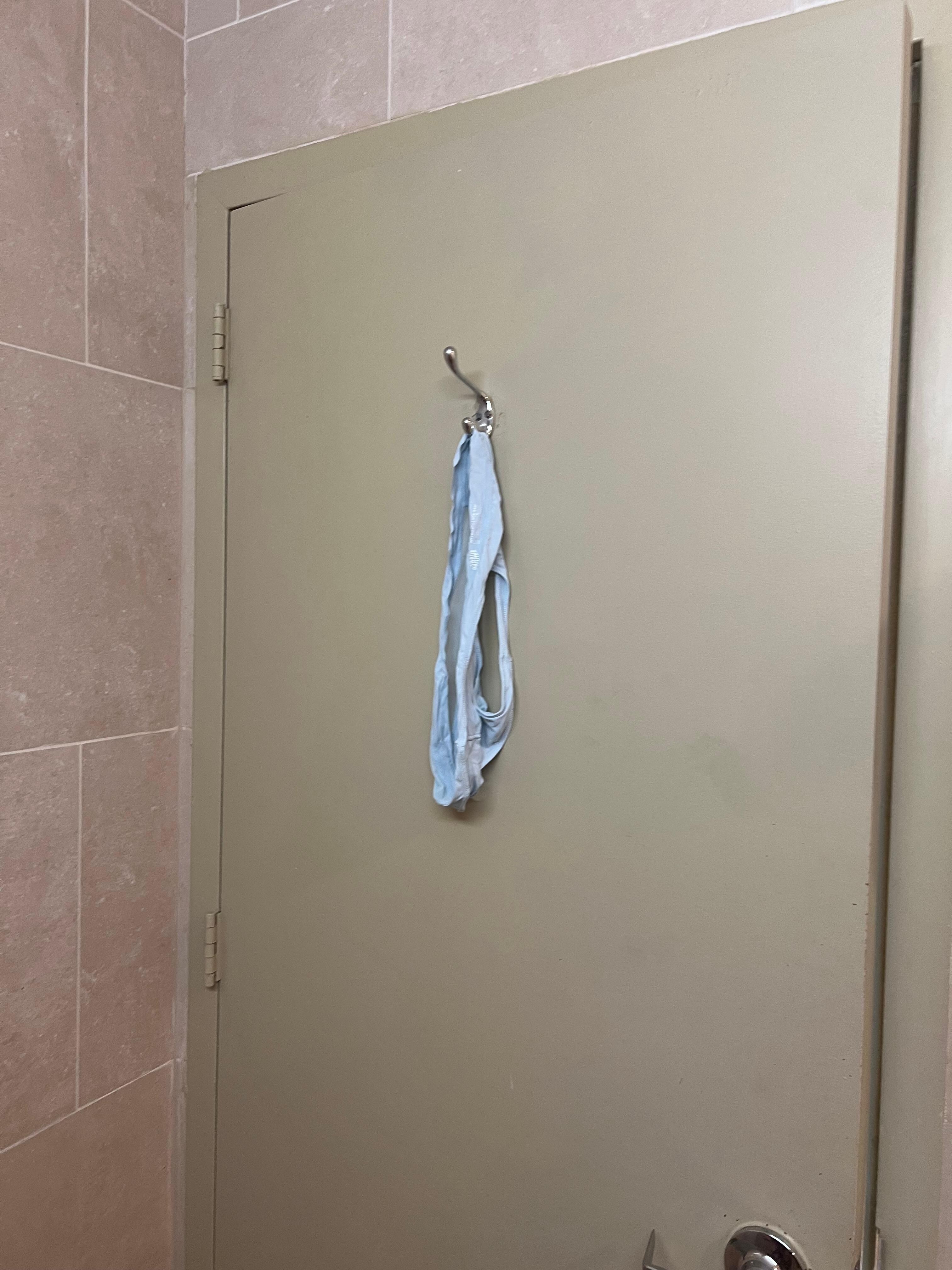 The panties on the back of the door, we called housekeeping and they came to get them.