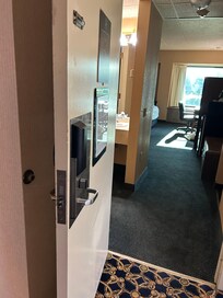 Door wide open, have to force it to close.