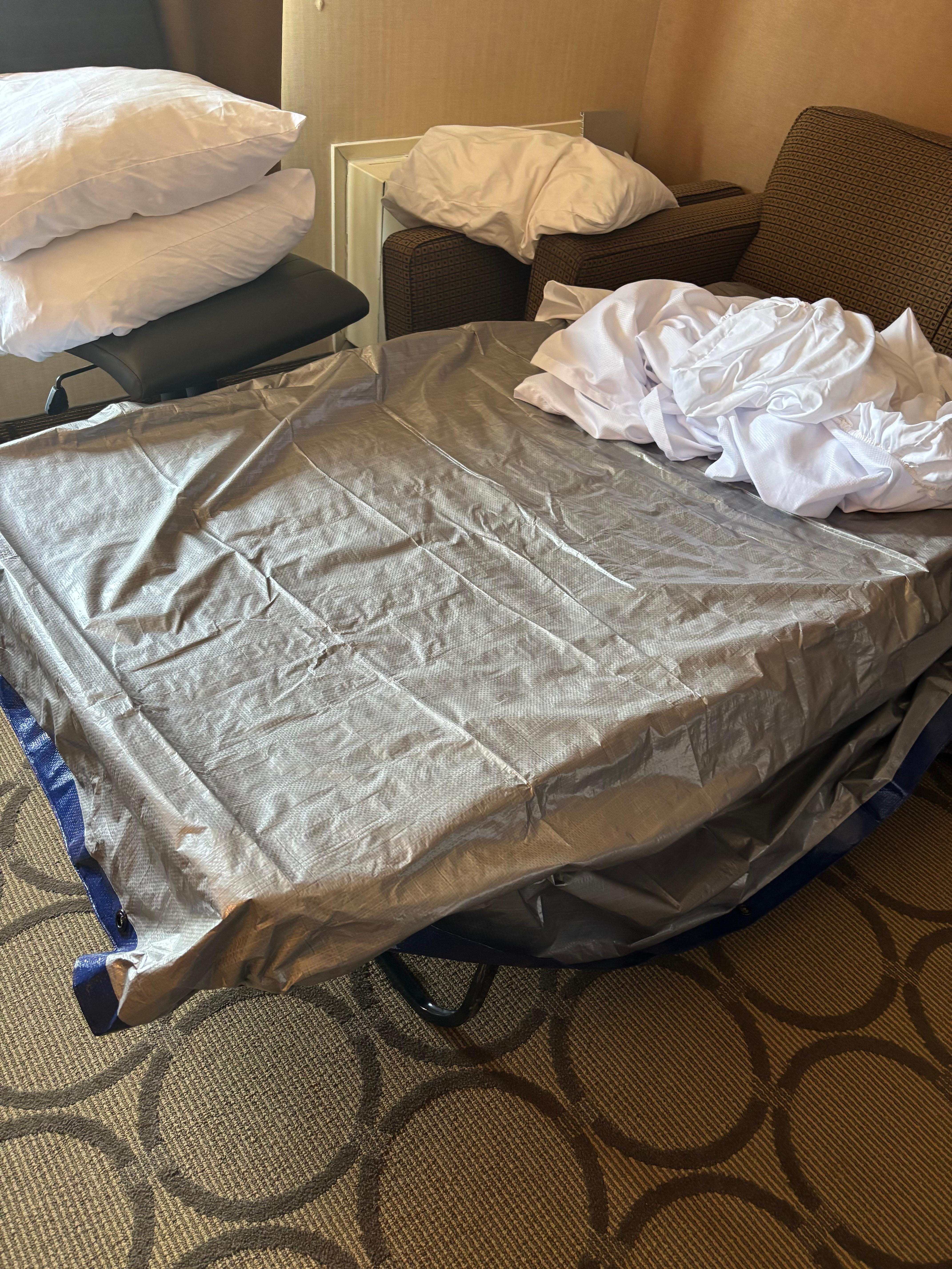 Had to buy a tarp to cover the pull out mattress because the springs were exposed and it was filthy.