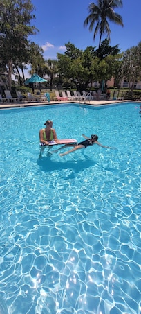 Pool is perfect temp! Not to cold or warm.