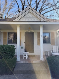 Enjoying the courtyard in front of our room.