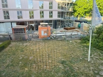 Construction area outside one window of the hotel room